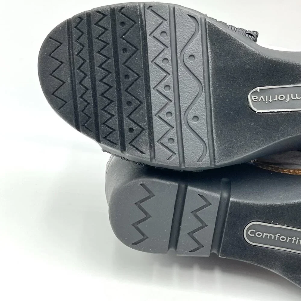 Comfortiva Womens Size‎ 6.5 Black Leather Textile Woven Wedges Sandals Shoes